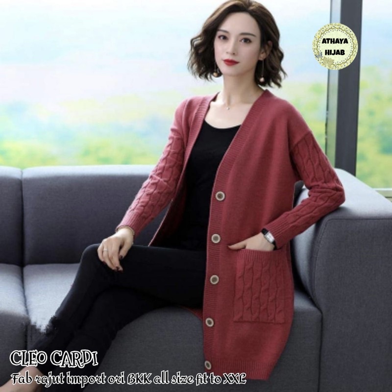 CARDIGAN WANITA CLEO CARDY RAJUT CARDIGAN RAJUT IMPORT TEBAL ORI