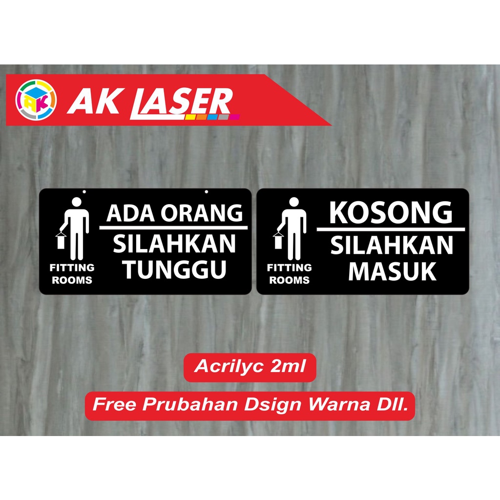 

SIGNAGE AKRILIK CUSTOM FITTING ROOM GANTUNG