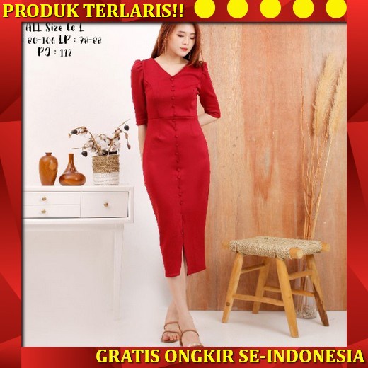 Oy 5104 Dress Wanita Terbaru / Dress Scuba Import Brukat Kekinian Murah Jumbo / Gaun Natal Mewah Lon