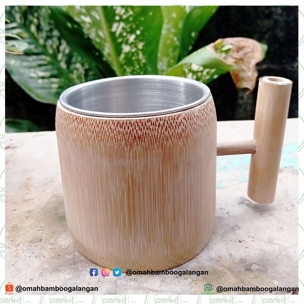 Jual Cangkir Kopi Bambu Stainless Steel Cover Bambu Kapasitas 150 Ml Cangkir Bambu Daleman 5505