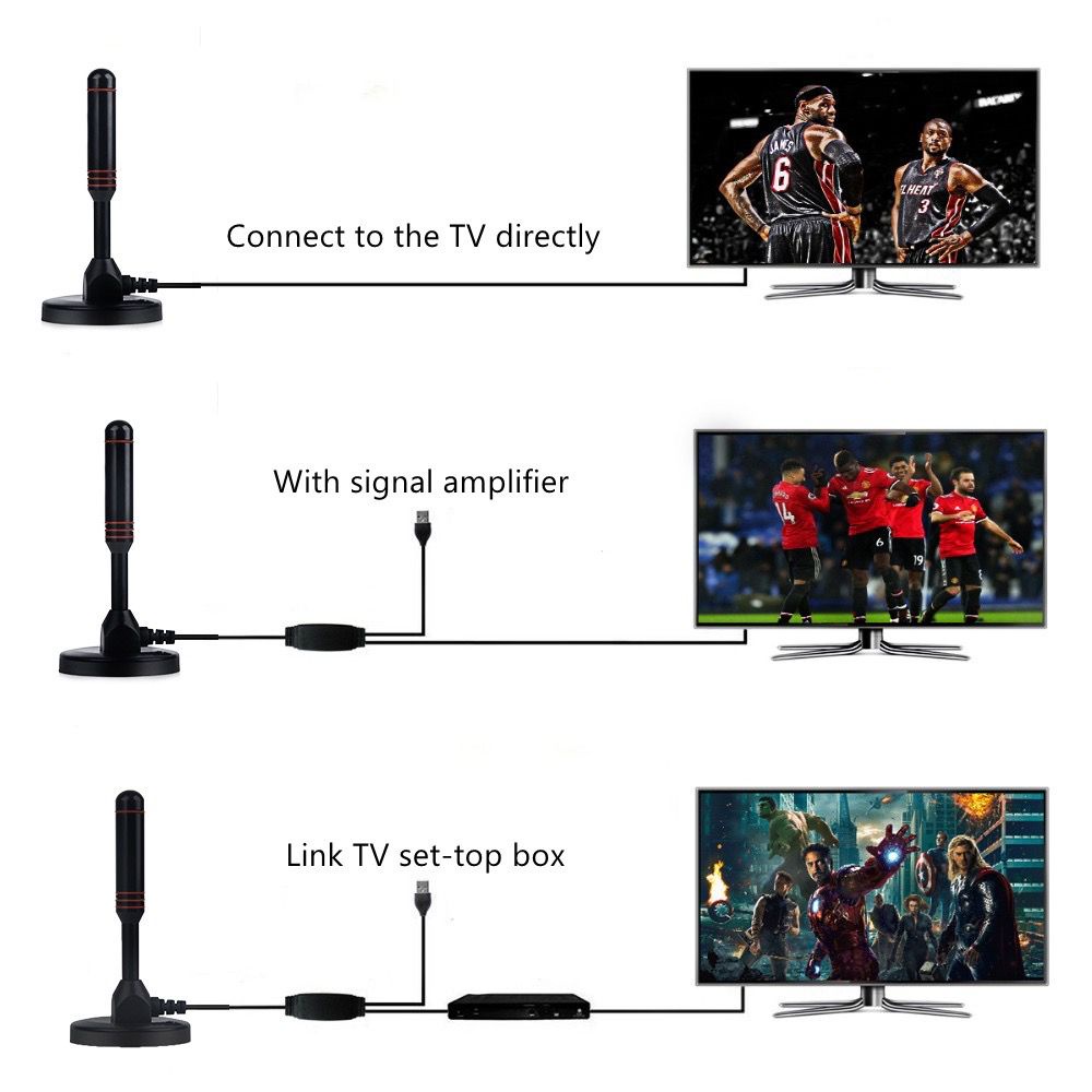 ANTENA TV Digital Dalam Ruangan Antena TV Penguat Rumah Antenna Booster Portable Indoor Digital ANTENA STICK TV DVB-T2 TV Antena Rumah/Mobil dengan Penguat Sinyal