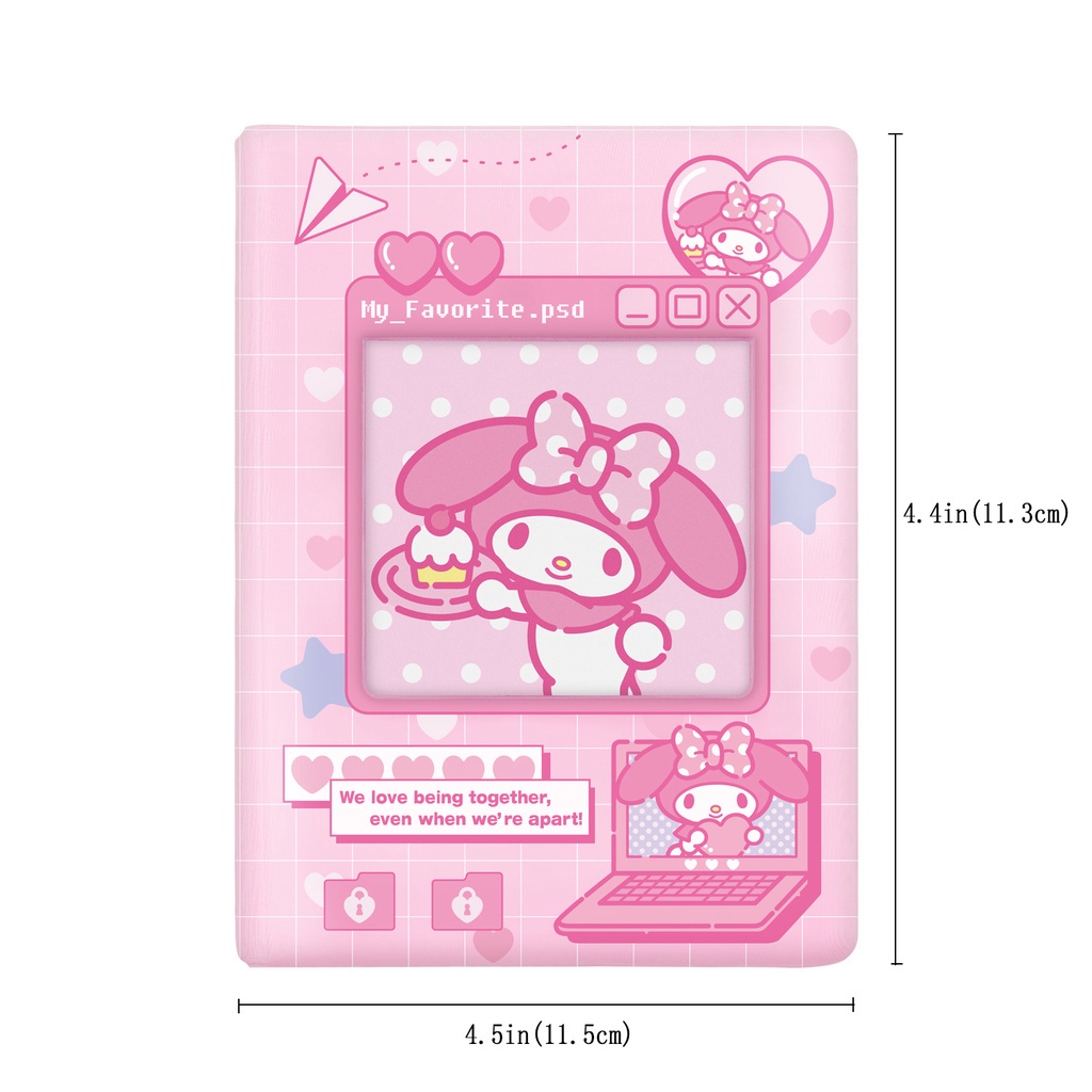 Sanrio Album Foto polaroid 2r 3 inci bahan 40 Kantong PVC Halaman Dalam Kartun Kartu Buku Idol Pas Foto Penyimpanan Mini Mengumpulkan Buku