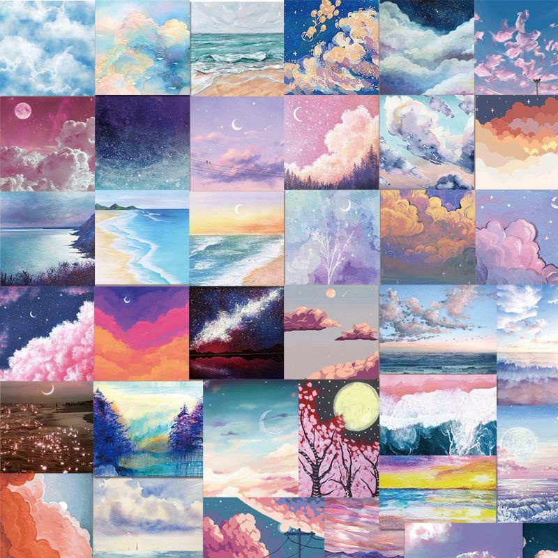 

12pc Stiker Lukisan Sticker Pemandangan Nature Alam Vinyl Scrapbook Journal Jurnal Diary Deco
