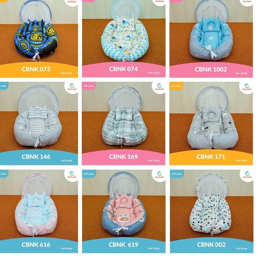 ね CBNK 029 Kasur Bayi Karakter Lipat BerKelambu Lepas Unik Motif Polka Navy Archery| Perlengkapan Ba