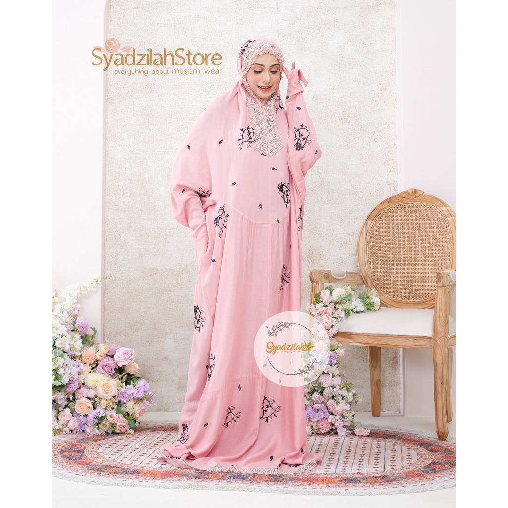 SYADZILAH - Mukena Terusan Dewasa Bordir Bunga Rose Love