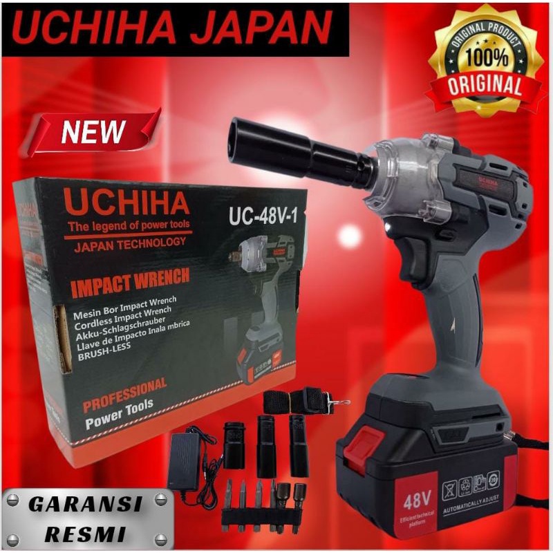 promo Impact Wrench Mesin Bor Pembuka Baut Roda Mobil Motor Baterai Cordless Uchiha japan