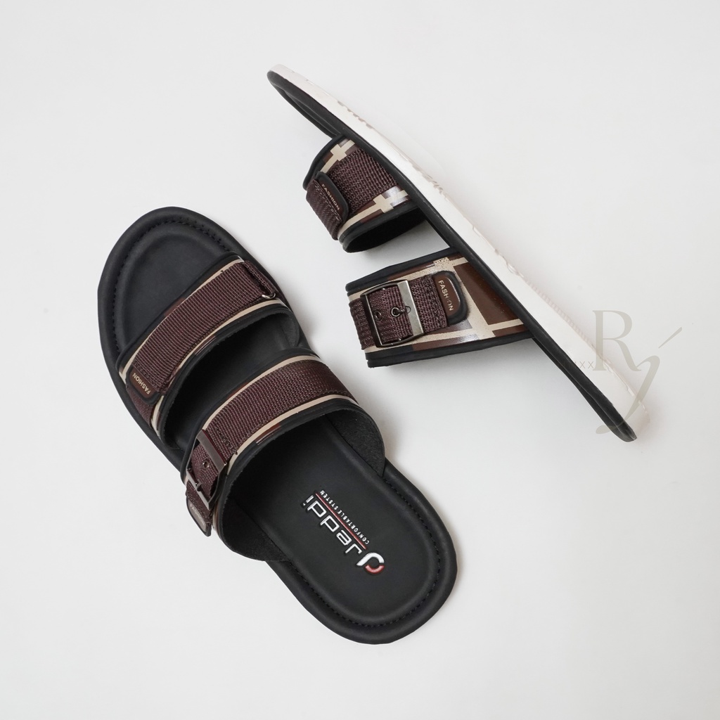 JEDDI [BRB 201] Sendal Selop Ban 2 Pria Sandal Slip On Pria Kasual Slide Sandal Selop Gesper Pria