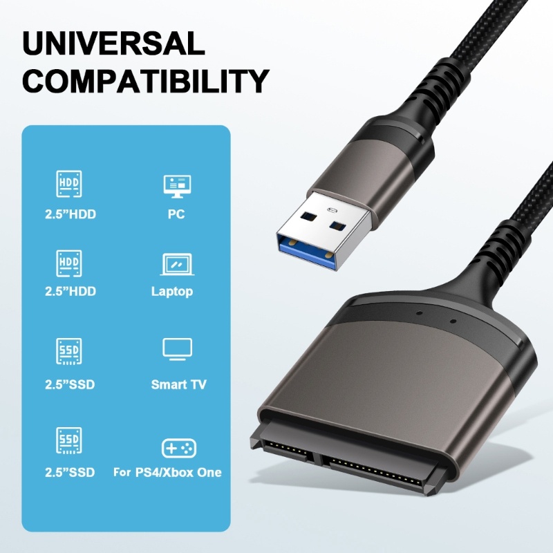 Zzz USB3.0 Tipe C Easy Drive Line to 3.0 Hard Disk Data Reader Untuk 2.5inch HDD SSD Adapter Kabel Aluminium Alloy -Shell