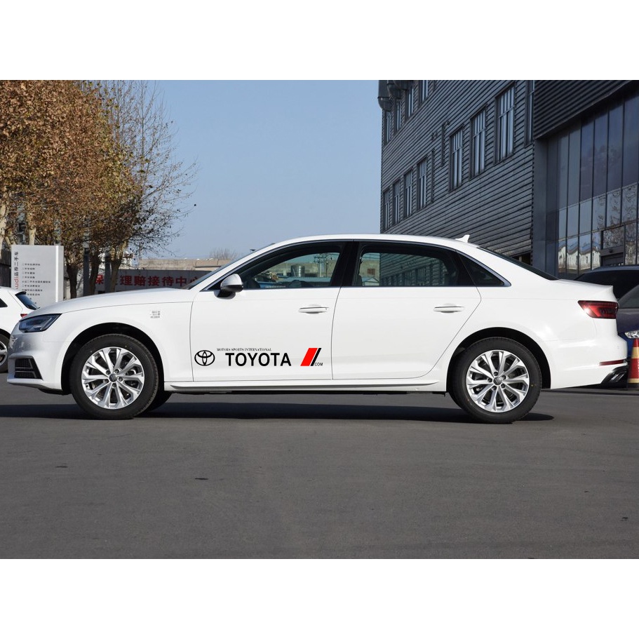 2pcs Stiker Pintu Mobil Side Body Sticker Decals Vinyl Exclusive Badge Untuk Toyota VIos Yaris Corolla Cross Veloz CHR Avanza Fortuner Rush Innova raize<Unk> Rav4 GR Gazoo Racing GR Sport