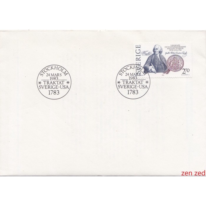 

A519 Prangko Swedia FDC 1983 Sverige - USA 1783 1 Pcs