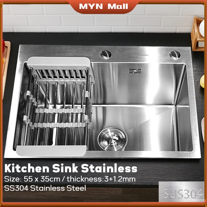 Kitchen Sink SS304 Stainless Steel/Bak Cuci Piring 1 Bowl Besar Original/Wastafel Cuci Piring Minimalis/Kitchen Sink Model - Set For Sale