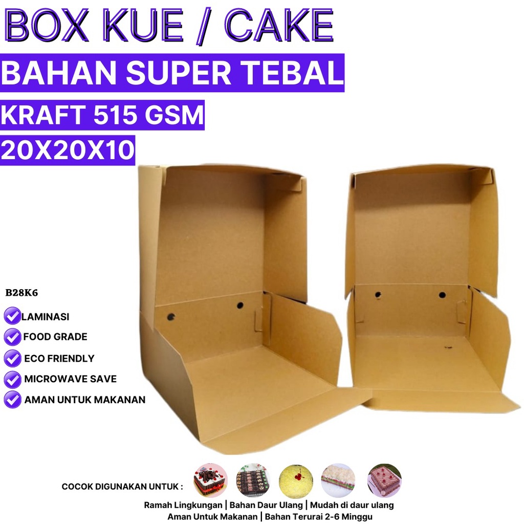 Dus Cake 20x20x10 Super Tebal 515 Gsm (B27K6-Laminasi)