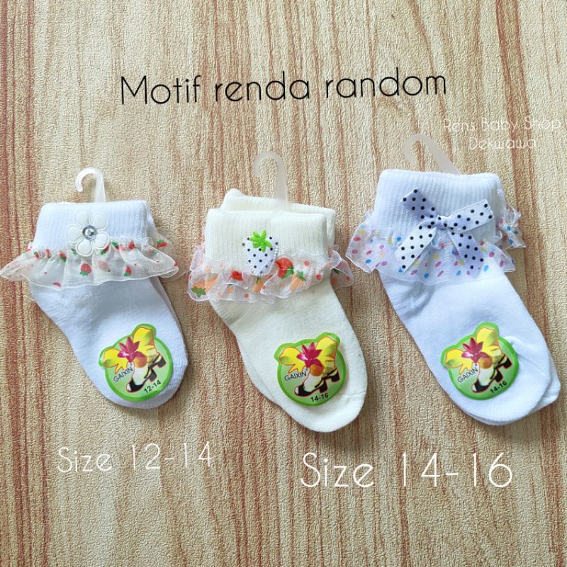 Kaos kaki renda pita anak bayi perempuan cewek newborn 1 2 tahun