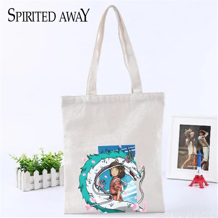 Totebag Anime Spirited Away Studio ghibli chihiro haku no face Tote bag premium Totebag zipper totebag velcro Termurah