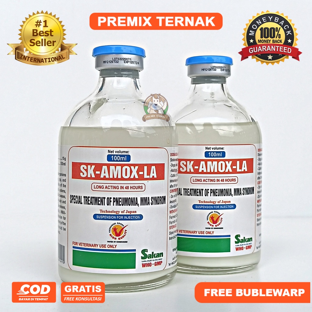 SK AMOX LA 100 ml Injeksi (Amo xicil lin 15%) obat injeksi ayam sapi kambing babi kucing anjing mirip betamox intramox amoxykep