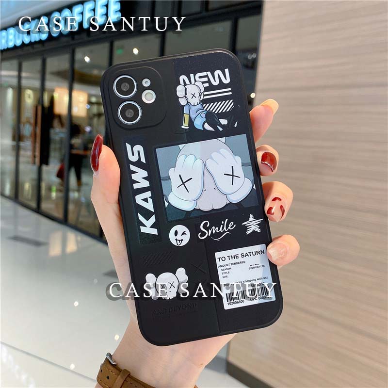 Case Casing Infinix HOT SMART NOTE 4 4C 5 6 9 10 10S 10T 11 11S Pro Play NFC Plus Lite X670 Kaws Square Edge Phone Case Cover Casing Silicone