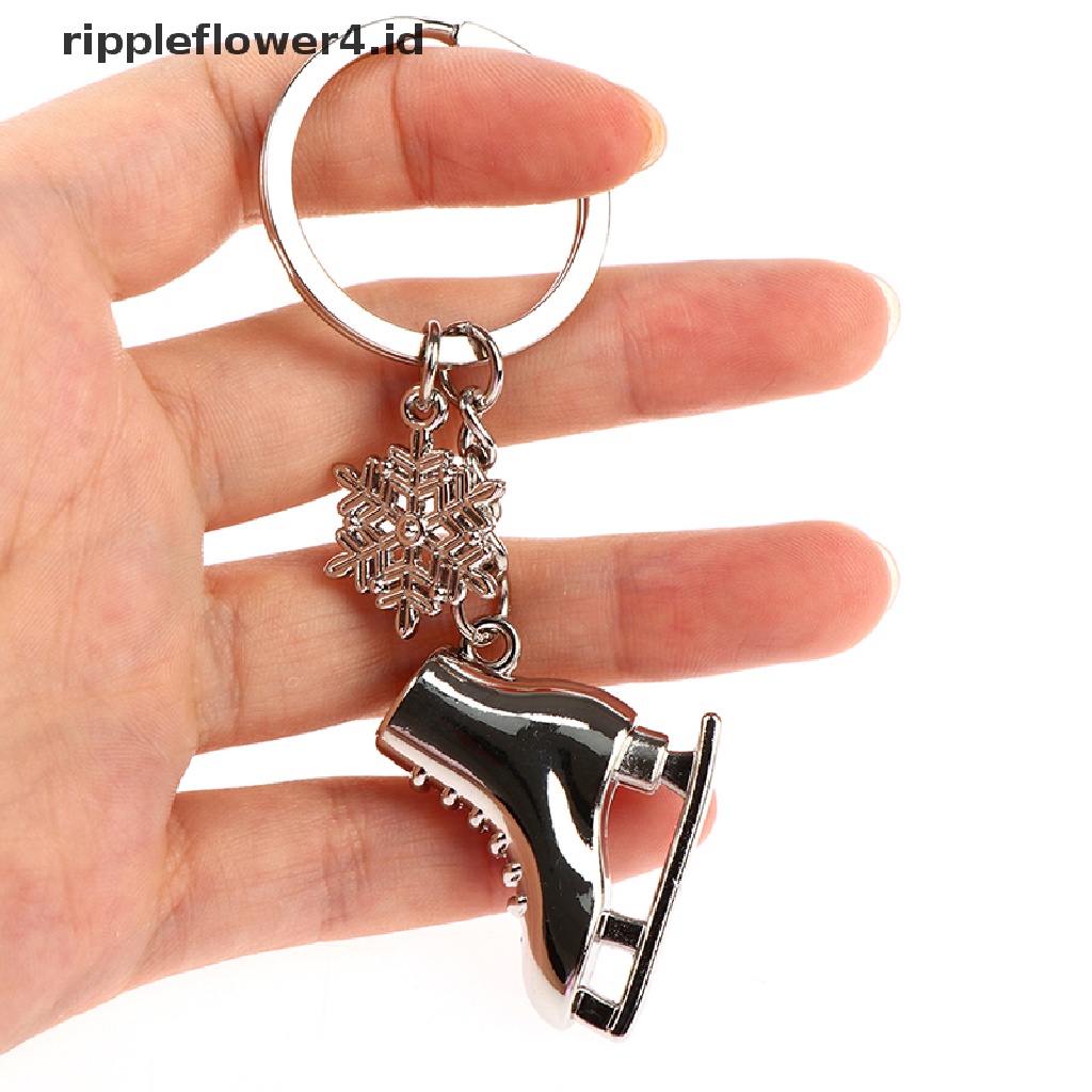 {rippleflower4.id} Warna Silver Ice Skates Snowflake Pendant Key Ring Gantungan Kunci Skag Gantungan Kunci~