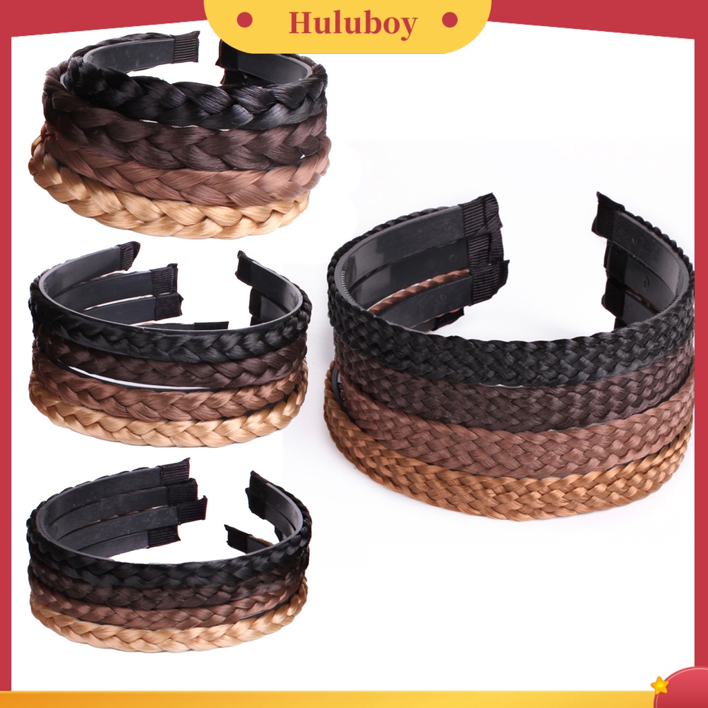 Bando Rambut Sintetis Model Kepang Ukuran 1 / 1.5 / 1.8cm Untuk Wanita