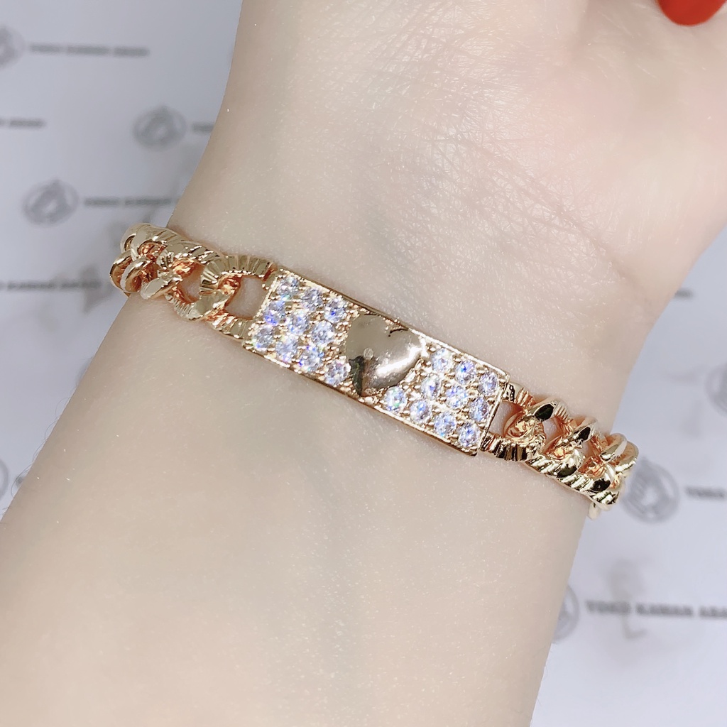 Gelang Tangan Xuping Gold Wanita Dewasa Motif Rantai Plat Love *08