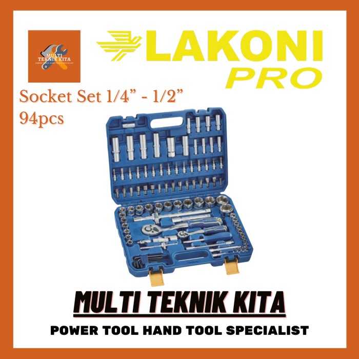 Shock Lakoni Pro Kunci Sock Set 94Pcs Socket Wrench 1/4 - 1/2 Inch