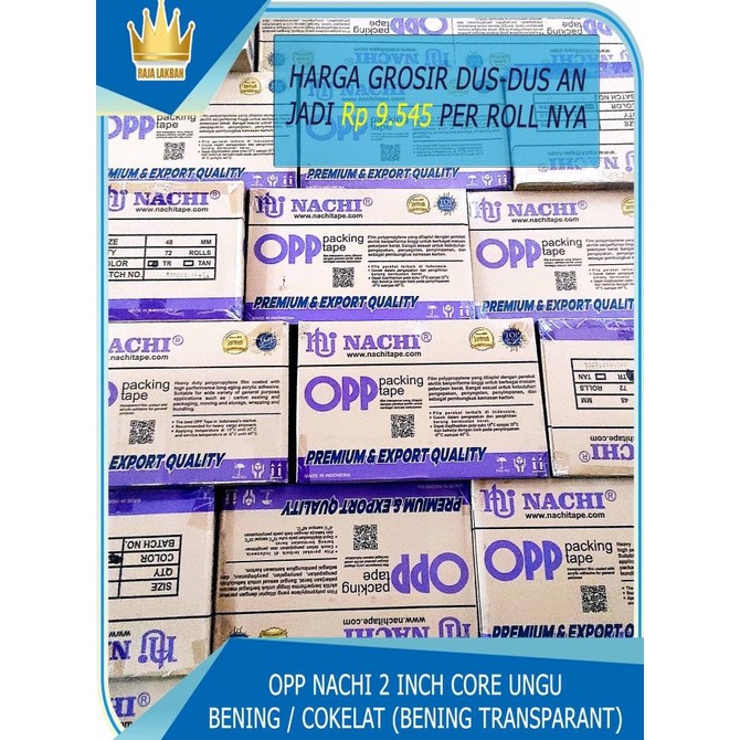 

Lakban / Plakban OPP Nachi Tape 2 inch x 100 YARD FULL - PER DUS