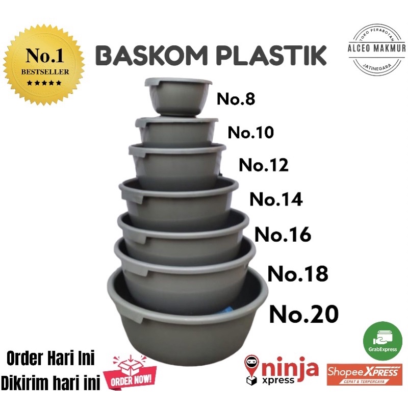 BASKOM PLASTIK SILVER NO 8-10-12-14-16-18-20