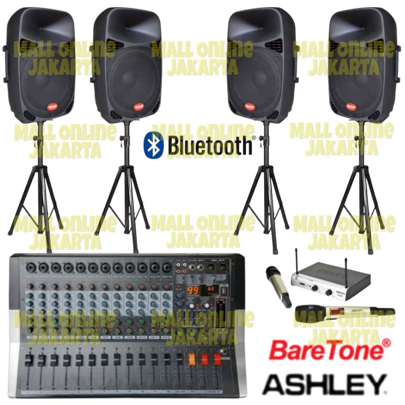 Paket 4 speaker 15 inch Baretone indoor aula sound system live music