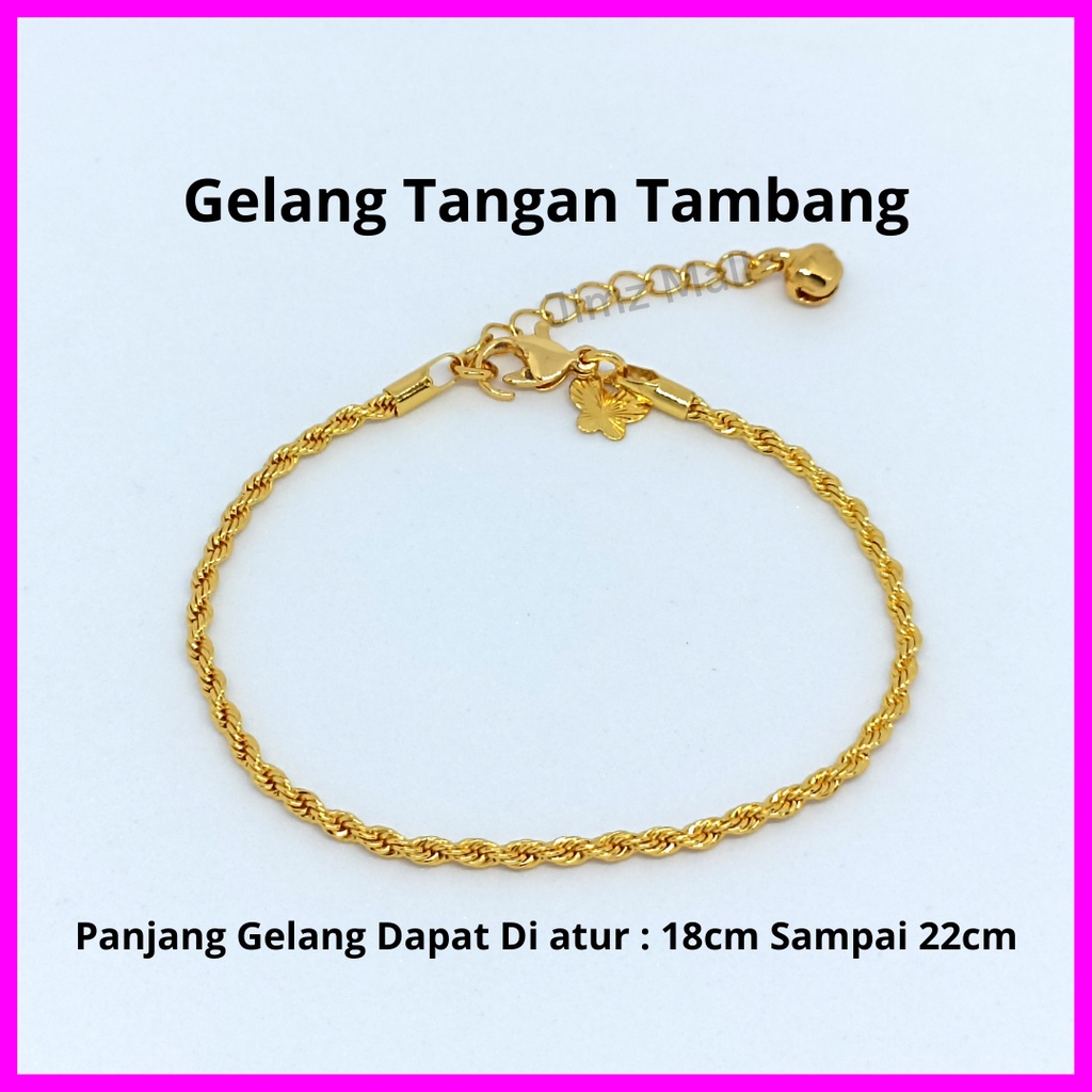 Gelang Tangan Tambang Lapis Emas 24k Tebal