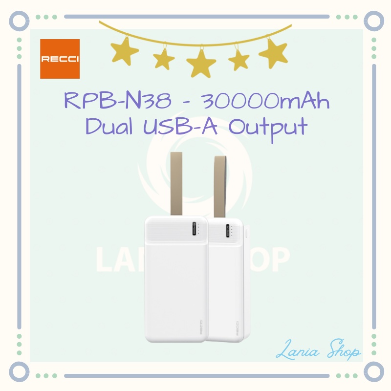 RECCI RPB-N38 BURTON POWER 30000mAh Powerbank - Dual USB-A Output