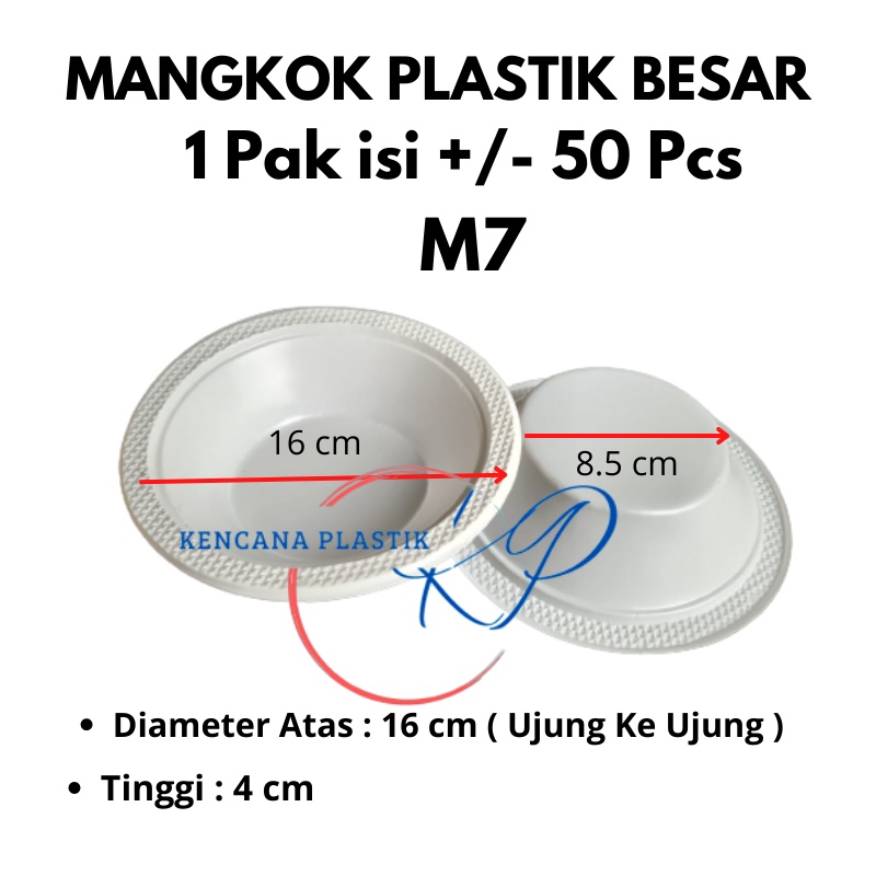 Mangkok Plastik Sekali Pakai Bakso l Mangkuk Plastik besar M7 M6 M5 Isi 50 Pcs