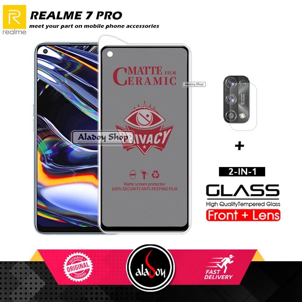 PAKET 2IN1 Anti Gores Privacy Realme 7 Pro + Tempered Glass Kamera