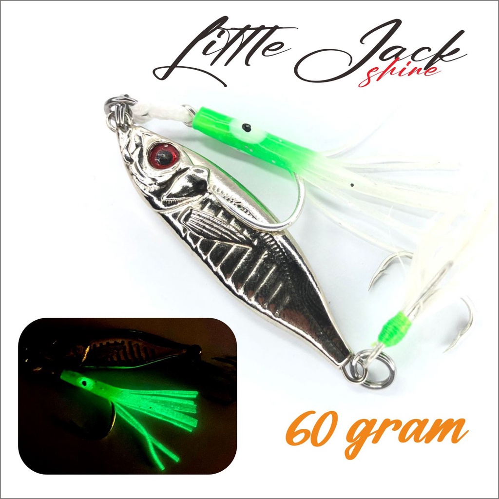 Cast Jig Little Jack Umpan Metal Jig 60 Gram + Assist &amp; Treble Bulu