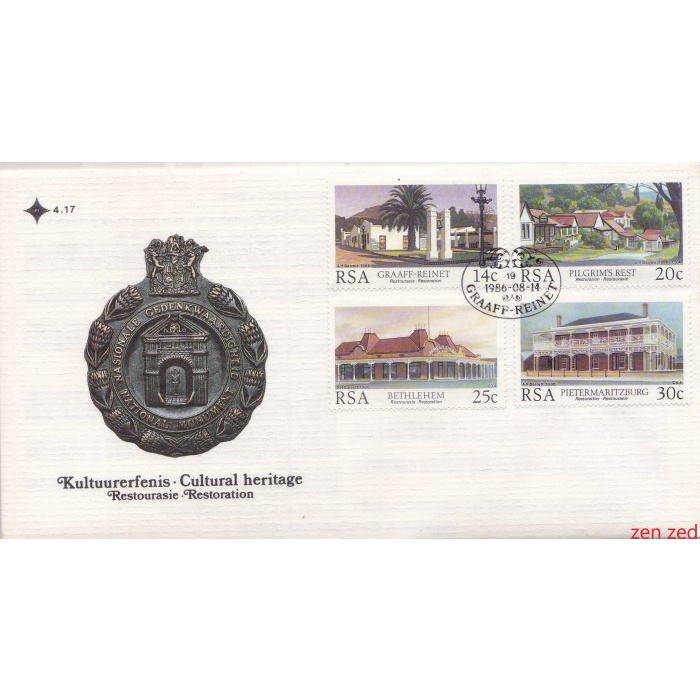 

A681 Prangko Afrika Selatan FDC 1986 Historic Buildings 1 Pcs