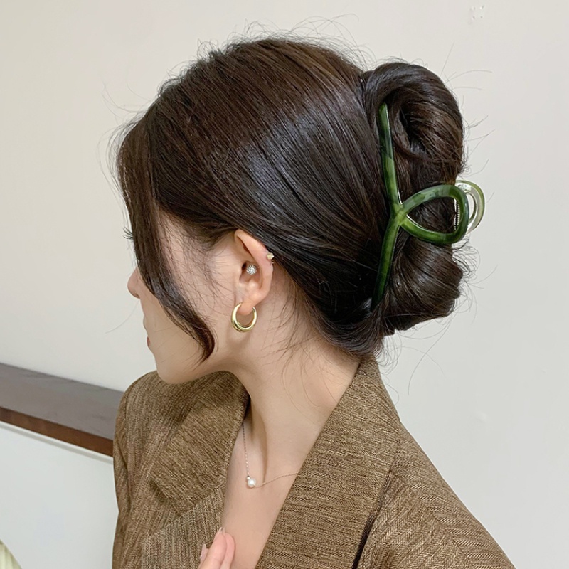 Gaya Korea Sederhana Semua Pertandingan Rambut Ambil Asetat Perempuan Klip Hiu Besar Elegan
