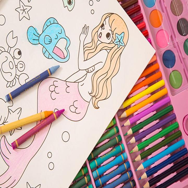 

㊠ Stationary Set isi 86 pcs Pensil Crayon Warna Cat Air / Perlengkapan Sekolah Menggambar Anak / Alat Warna ㅧ