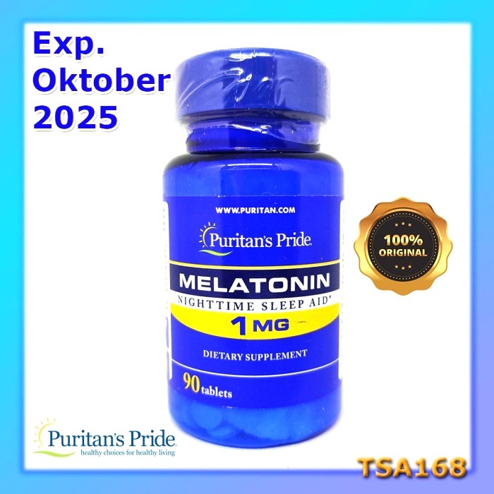 Puritan Pride Melatonin 1 3 5 10 12 mg 30 60 90 120 utk yg Susah Tidur