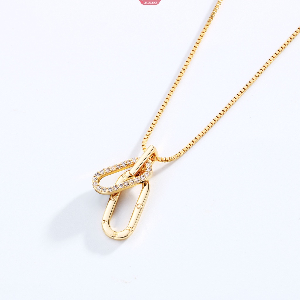 Sederhana Cincin Ganda Liontin Kalung Abadi interlocking ring infinity Kalung Temperamen Serbaguna Rantai Tulang Selangka Perhiasan Pernikahan [ZXL]