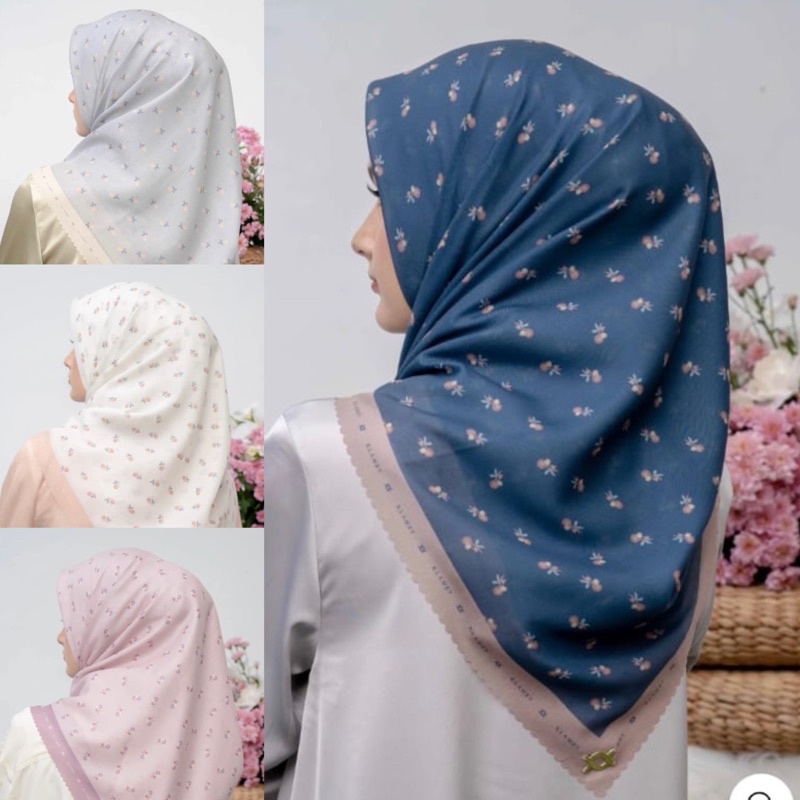 Em3 Scarf | Klamb series | GROSIR HIJAB SEGIEMPAT VOAL MOTIF LASERCUT TERBARU