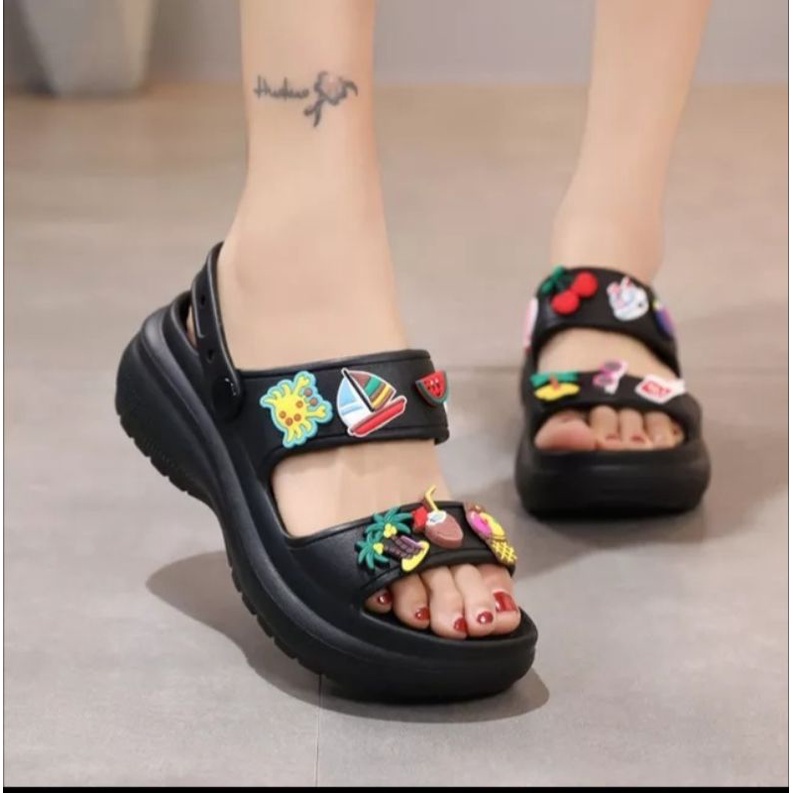 Sandal BALANCE 6085 Wedges Slop Wanita Korean Style Fashion Sendal Slide Selop Cewek Perempuan
