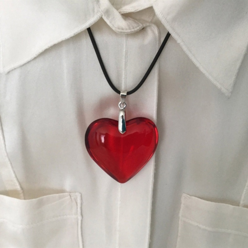 Siy Kristal Bentuk Hati Kalung Kaca Liontin Necklace Perhiasan Rantai Klavikula Warna-Warni Untuk Wanita Gadis Remaja Ornam Unik