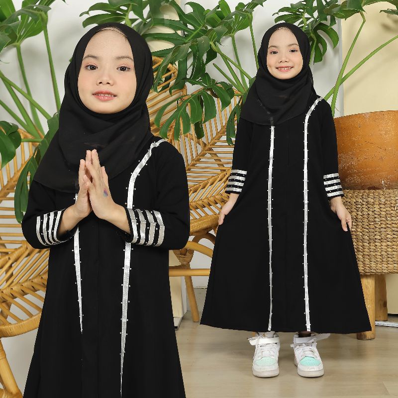 Gallery Exclusive Abaya Hitam Syari Gamis Bordir Turkey Anak List Pita Silver