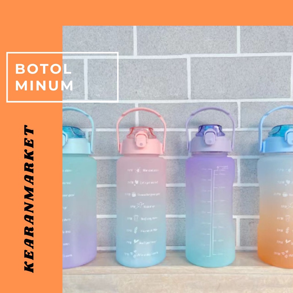 ♖Botol Minum 2 Liter Botol Minum Viral Botol Pelangi Botol Minum Motivasi / Botol Minum 1.3 LITER Bo