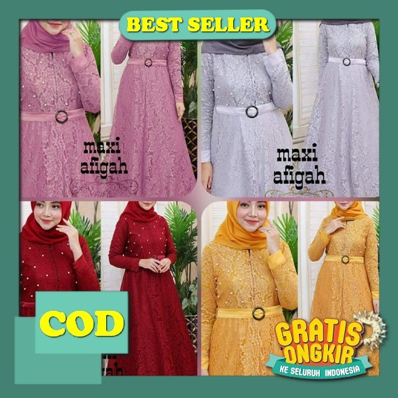 Gamis Bunga Sakura Terbaru Bahan Ceruty Babydoll Motif Bunga Kecil Rinjani Dress Gaun Pesta Muslimah