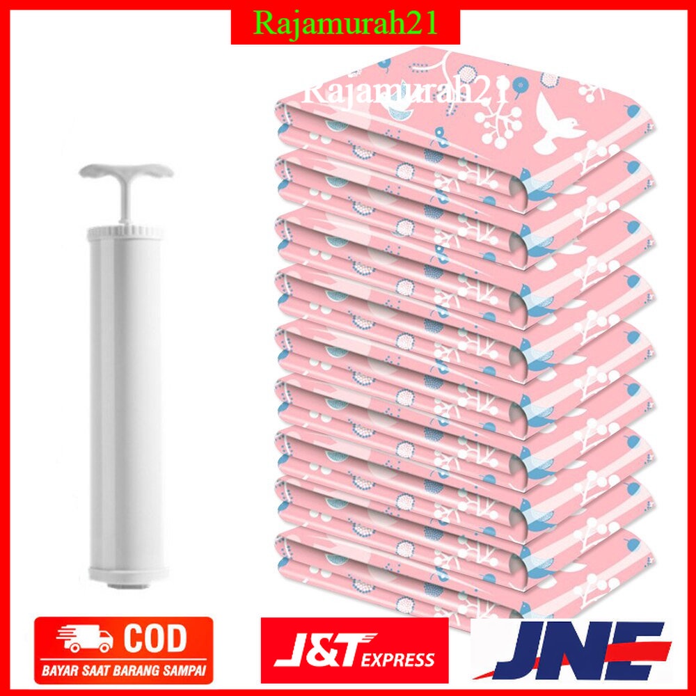 WHISM Kantong Plastik Pakaian Vacuum Compression Bag 10 PCS - SN1000 - Pink - 7RHAFSPN