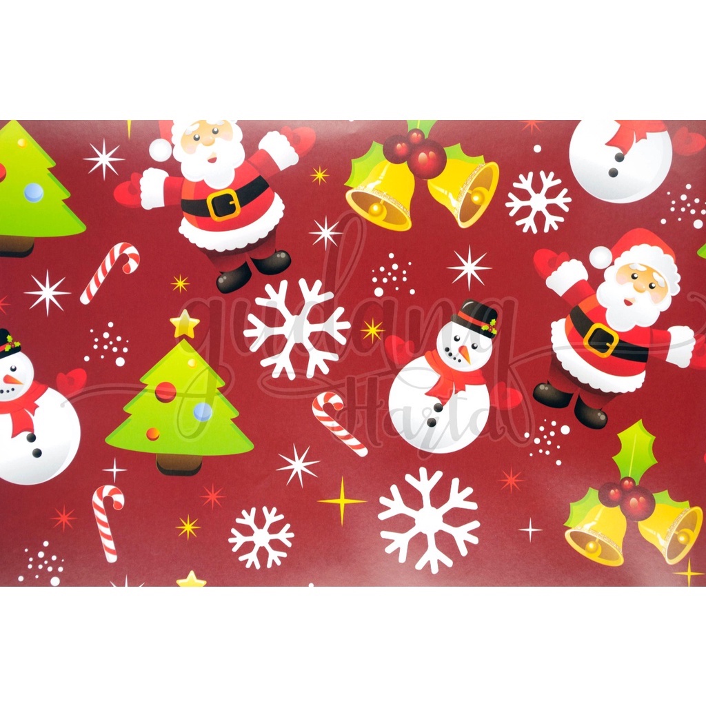 

Kertas Kado Motif Natal Lucu Gift Wrapping Paper Model Present Santa Bear Snowman Christmas