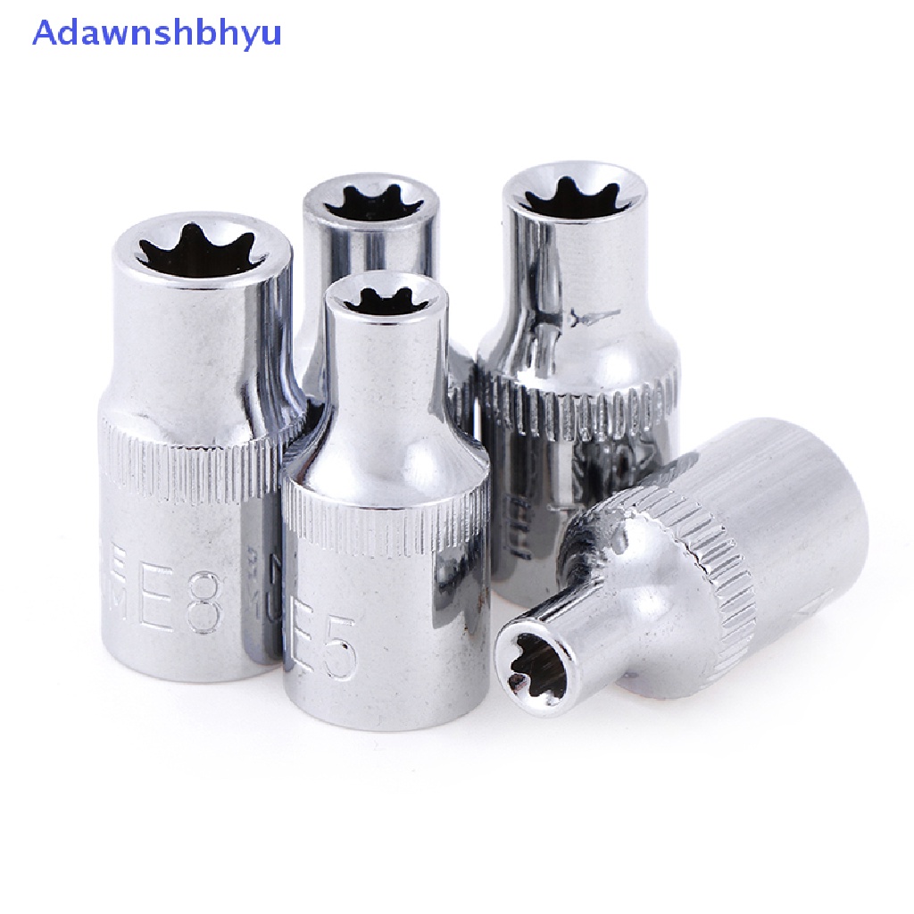 Adhyu 5pc 1per4inch torx star bit female e socket set Soket Bintang wench head tools ID