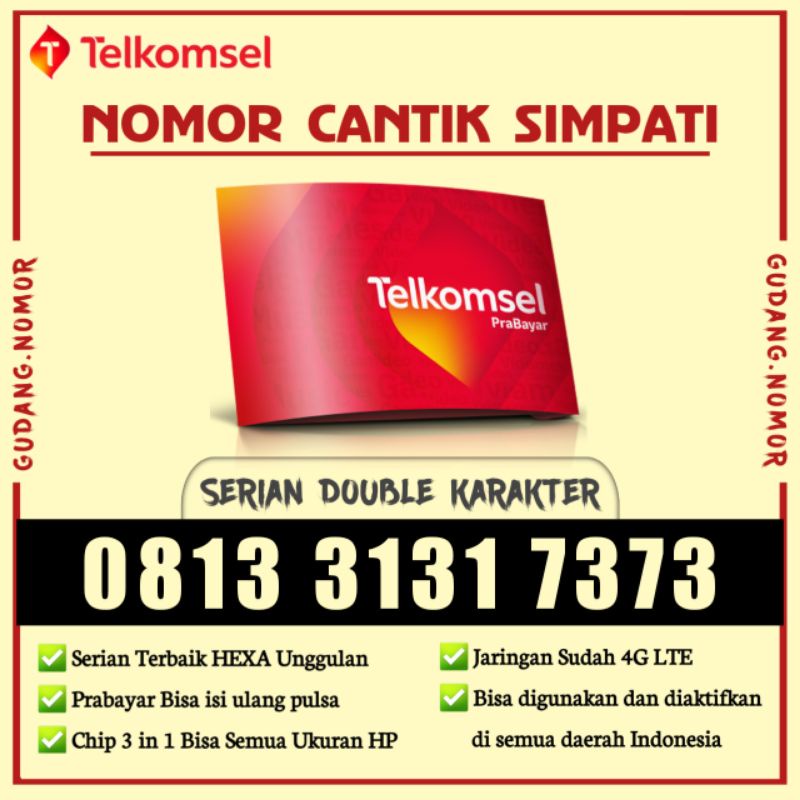 Nomor Cantik Simpati Telkomsel 3131 7373 ABAB CDCD