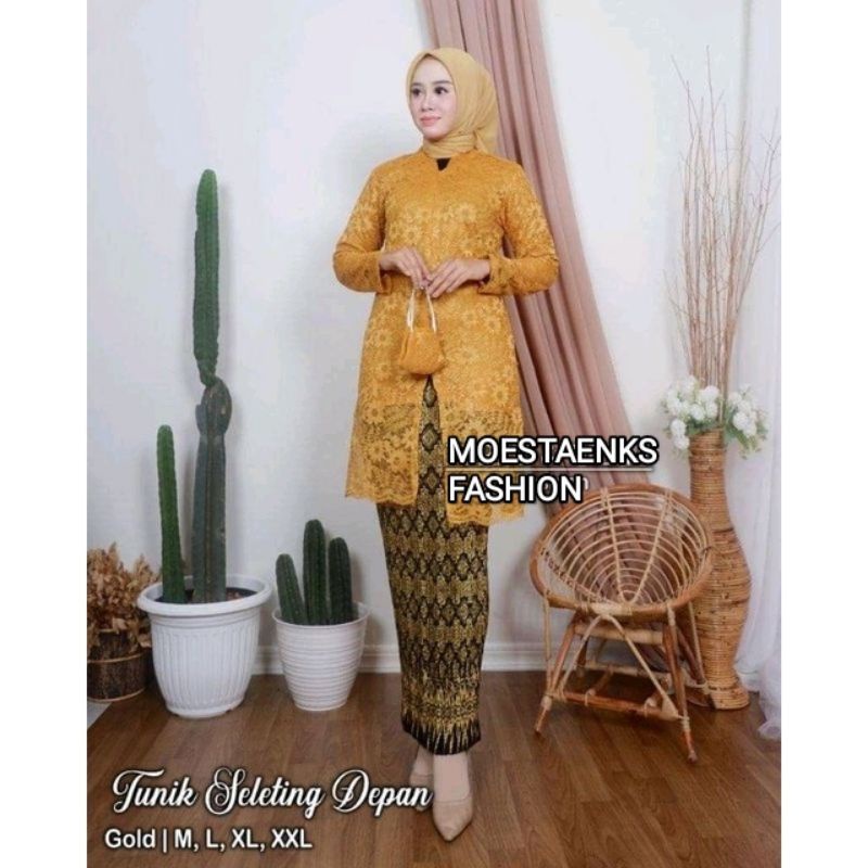 SET TUNIK BROKAT/SET TUNIK BROKAT RESLETING DEPAN/TUNIK MODERN/TUNIK PESTA/TUNIK ACARA