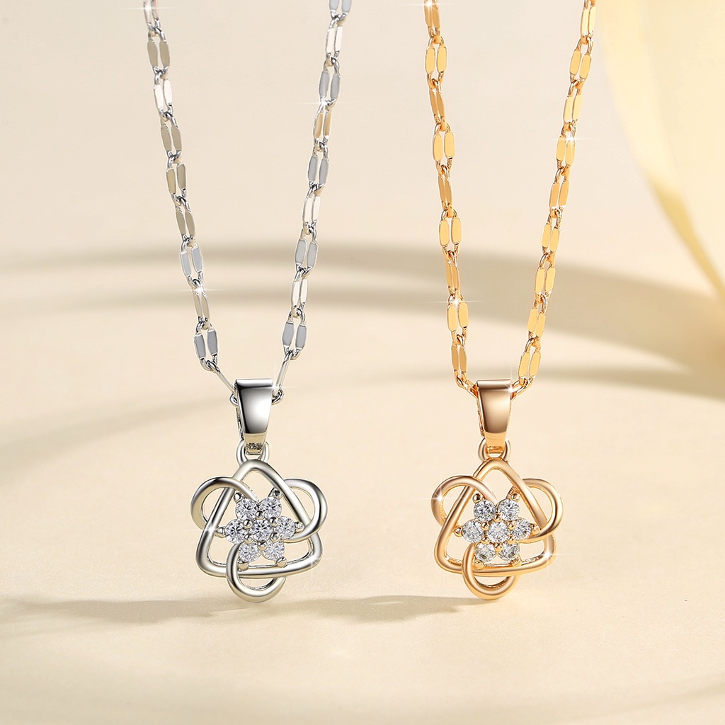Y919 [COD✔]Kalung Emas Dan Perak Mewah Berlian Titanium Emas Rantai Kalaung Fashion Wanita Anti Karat
