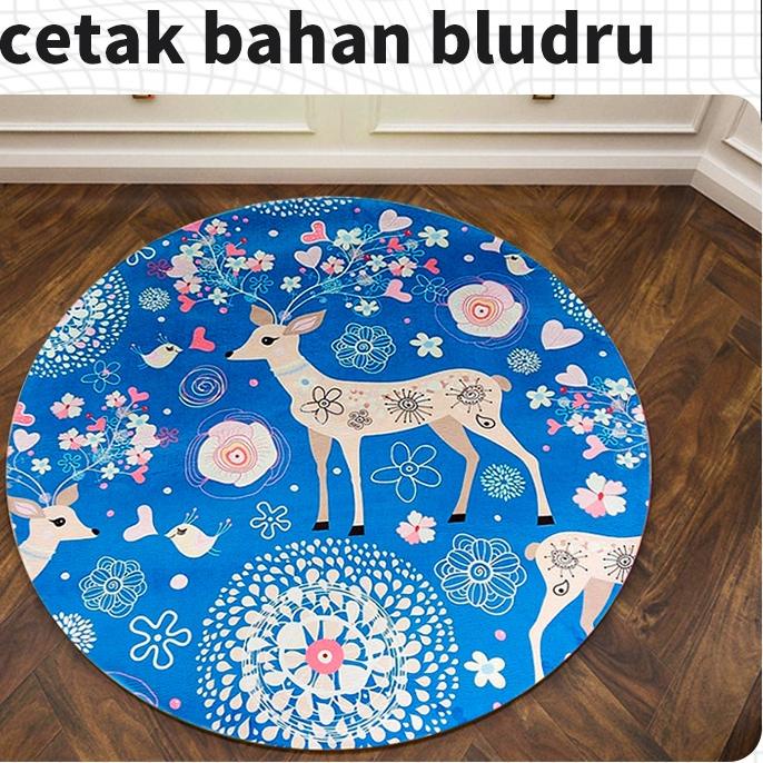 Oke Price   60cm Keset Kartun Lucu Bermotif Kamar Tidur Keset Lantai Bulat Dekorasi Kamar Aesthetic